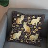 2D Golden Cats With Branches Pattern Pillow Cover Pattern Cushion Cover Suitable For Sofa Bedroom Car Pillow Cover