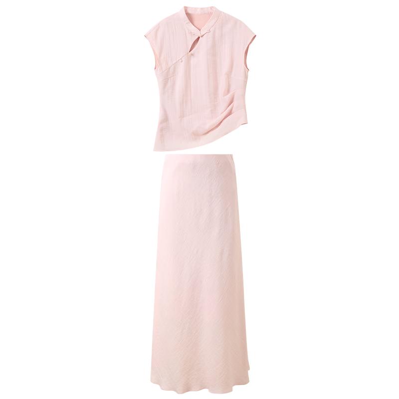 Sancai New Chinese Style Hollow Top & Fishtail Skirt Set