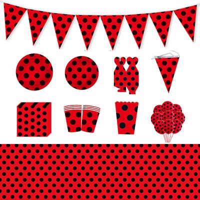 Ladybug Party Supplies Disposable Cutlery Paper Plates Paper Cups Paper Towels Girl Birthday Party Decoration