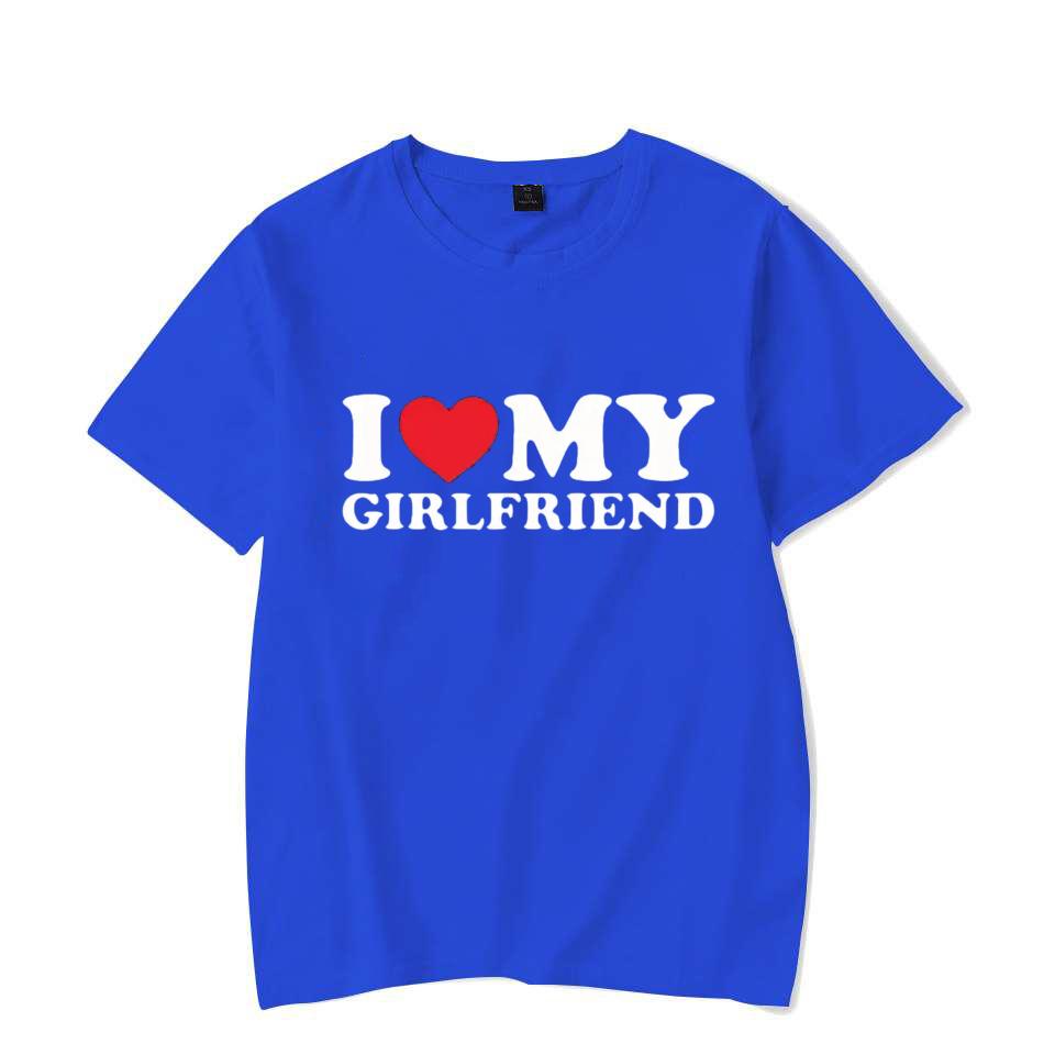 I Love My Girlfriend Print T Shirt Tees For Men Casual Loose Jogging Short Sleeve T Shirt For Summer Spring Summer Sport Tops