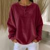 Women's Casual Long Sleeve Button Down Round Neck Loose Fit Top