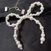 Elegant Bowknot Necklace Unique Perals Bowknot Pendant Necklace Accessories Stylish Ladies Choker Adornment for Women