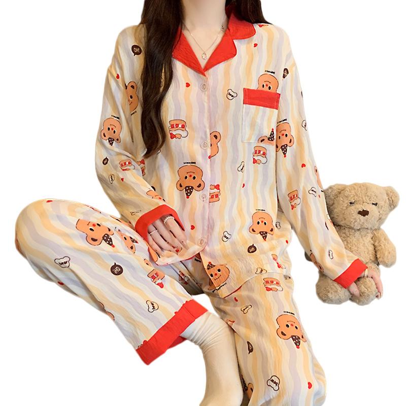 Style Party Butter Bear Pajamas Women'S Autumn Long-Sleeved Cloud Cotton Sweet Casual Loungewear Set