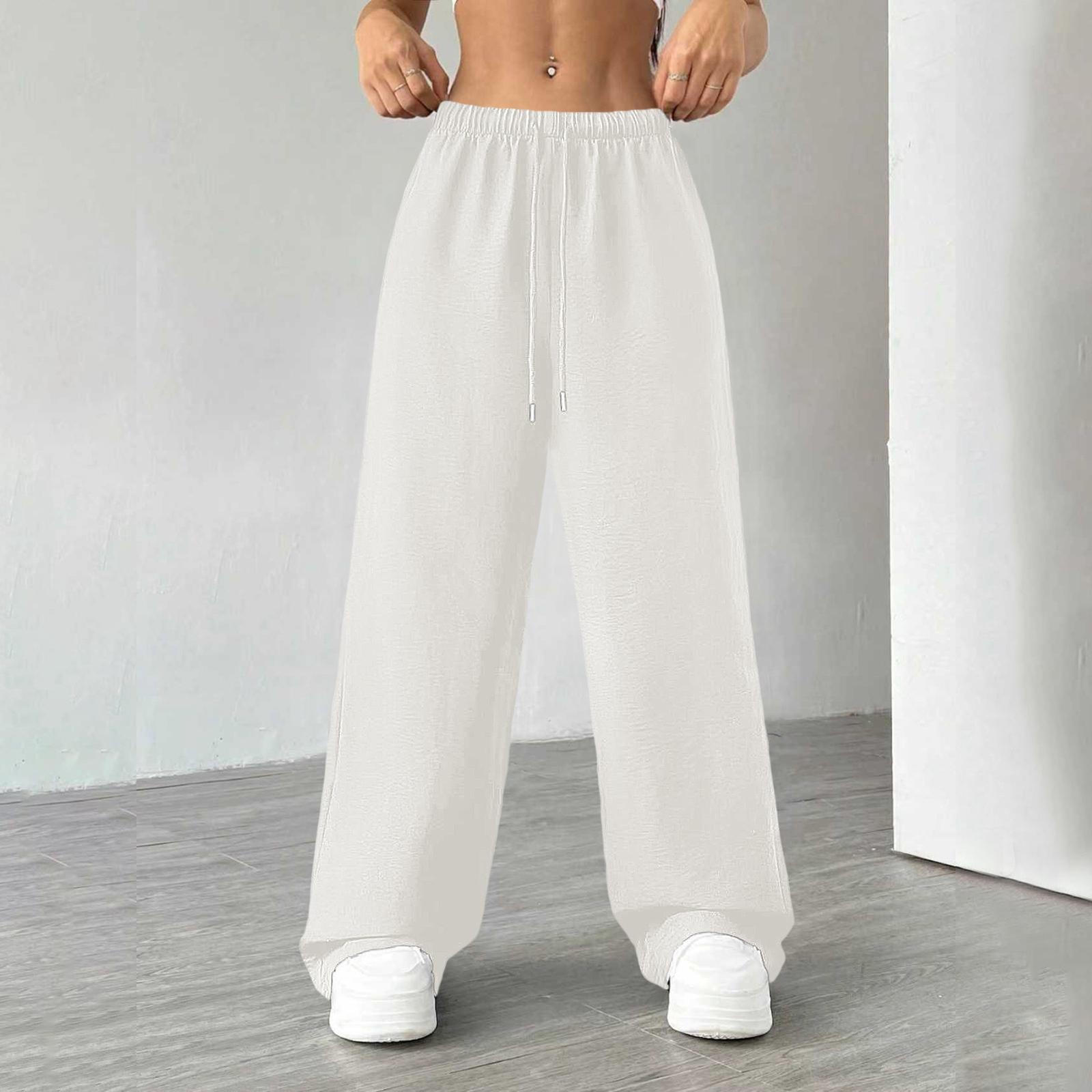 Women s Fashionable And Casual Color Pants XL белый