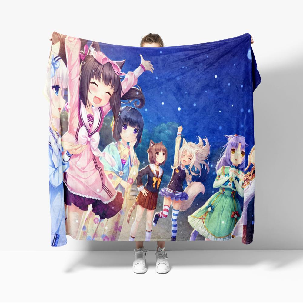 Anime Nekoparas Flanne Blanket Soft comforter sets throw for Couch Warm Flannel Blankets Bedroom Kawaii Cute
