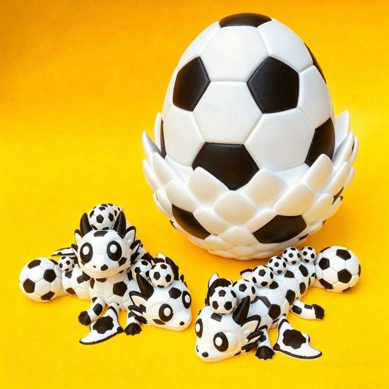 3D Printed Dragon Egg Ornament Toy with Dragon Figurine Inside, Sports Ball Inspired Fidget Toy, Stress Relief Dragon Statue for Kids Adults Home