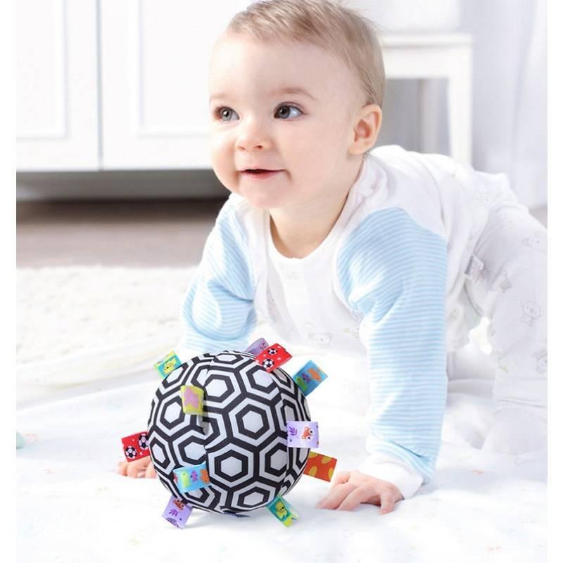 Aipinqi Soft Plush Baby Grasping Rattle Ball Black And White Sensory Early Education Toy