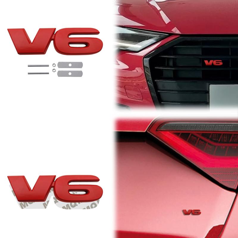 Car Accessories Metal Grille Emblem Rear Trunk Body V6 Badge Sticker For Mazda Ford Toyota Honda Suzuki JEEP Chevrolet SUV