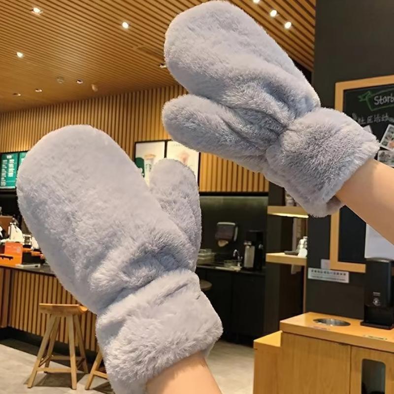 1 Paar Einfarbig Niedlich Kaltwetterausrüstung Vielseitig Weiche Textur Wärme Fäustlinge Bequem Mehrfarbig