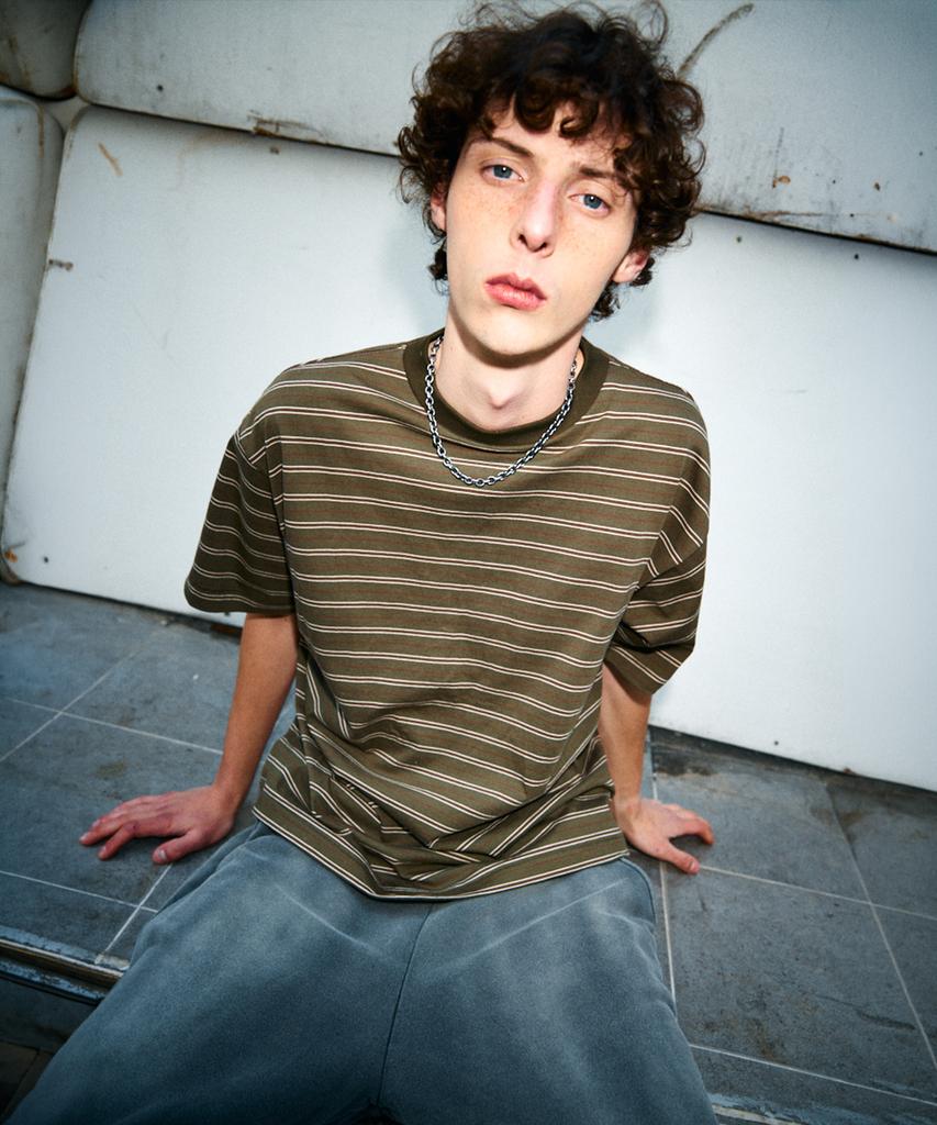 RAR Vintage Striped Border Tee_Olive