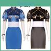 Street Fighter Clothing Chun-li Cosplay Costume Polyester Fabric Blue/brown Set