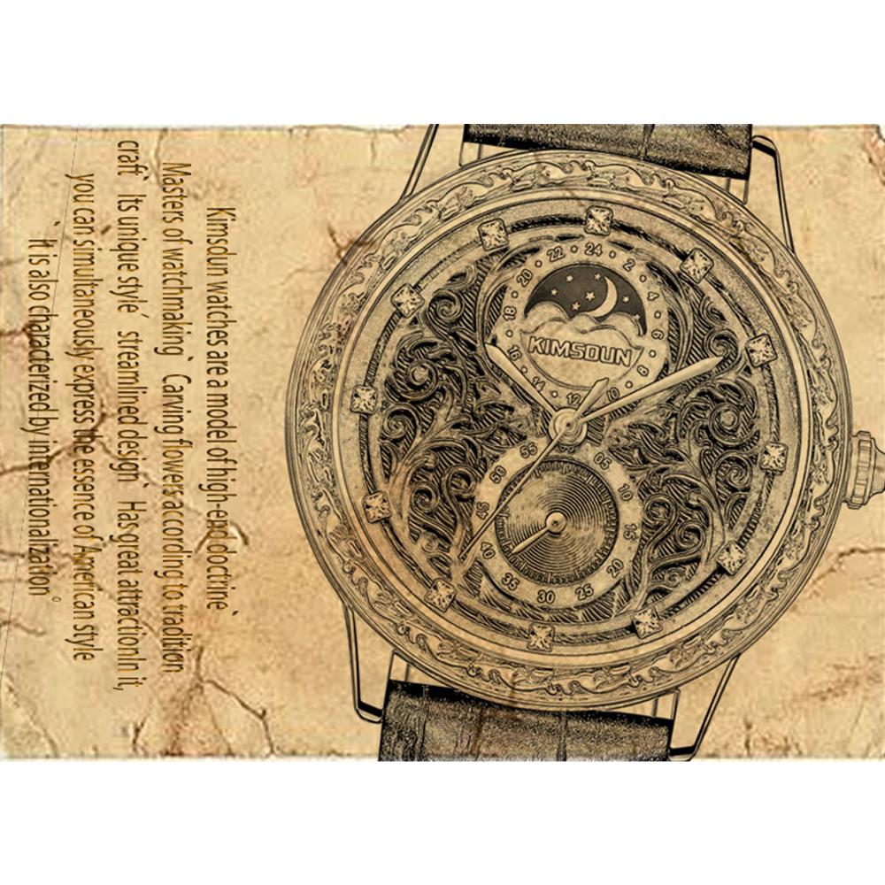 KIMSDUN Montre Homme Marque Top Luxe Montre Rétro cargo, lune, montre mécanique étanche pour homme haut de gamme