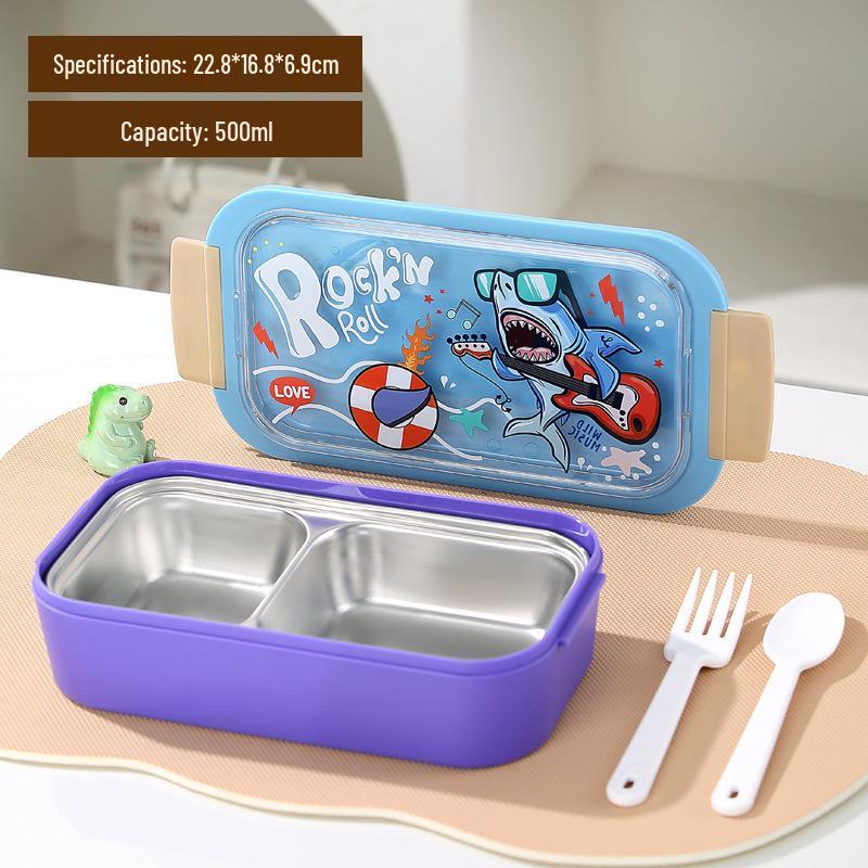 Cartoon Student Lunch Bento Box - Large Capacity, Microwaveable with Divider and Buckle