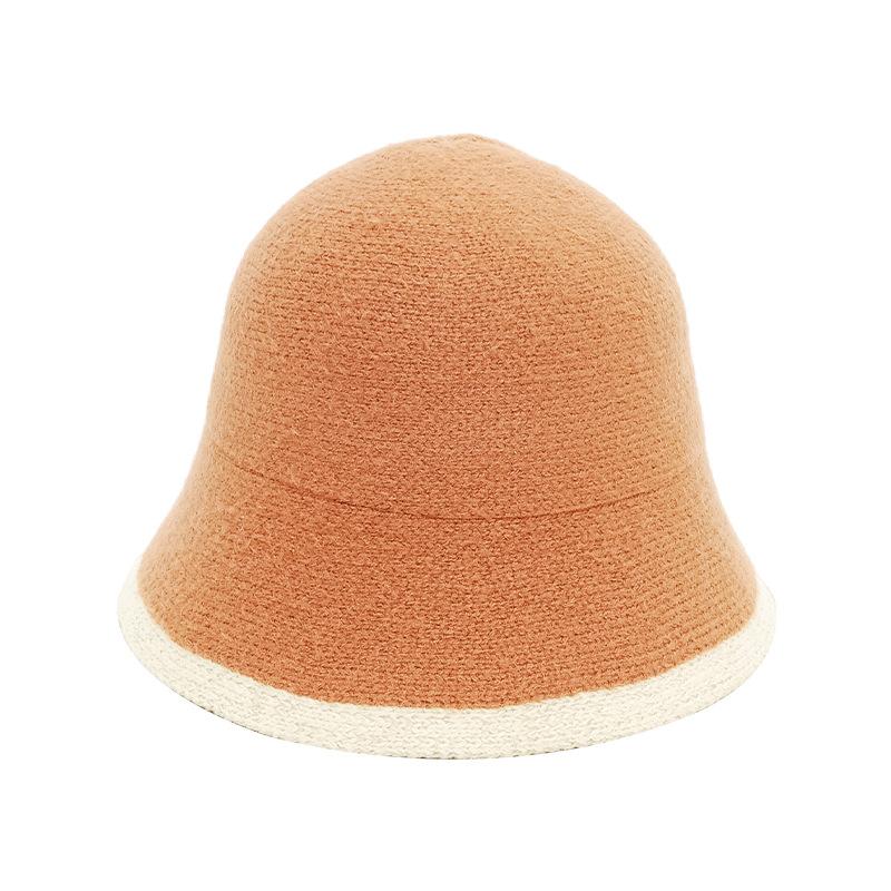 2025 new contrasting chenille bucket hat autumn and winter color matching knitted basin hat men and women lamb plush bucket hat