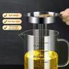 1L/1.5L Stainless Steel Glass Oil Strainer Pot Container Jug Storage Can With Filter Cooking Oil Pot For Kitchen Household Tools