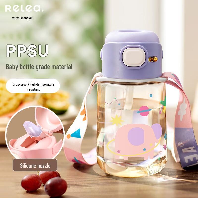 RELEA Kids Summer Straw Water Bottle