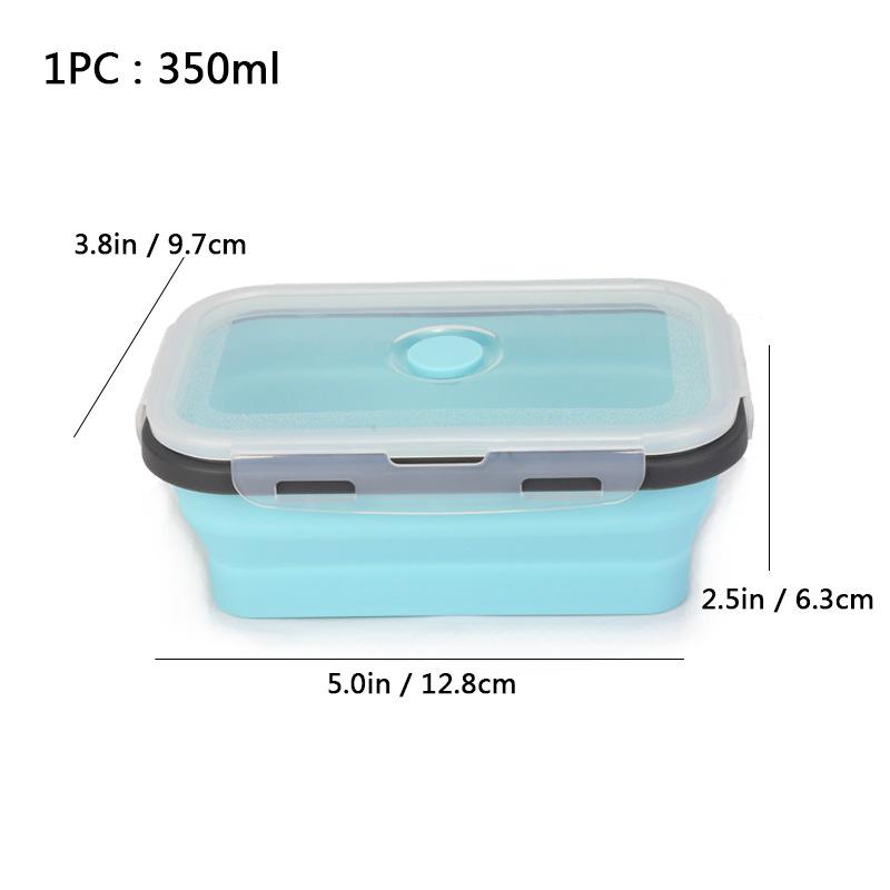 Portable Outdoor Silicone Lunch Box Staable Refrigerator Fren Box Expandable Lunch Bento Box Plastic Square ape