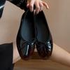Sheepskin Version~ New Glossy Leather Shallow Mouth Small Single Shoes Women's One-pedal Butterfly Round Head Flat-soled Ballet Shoes