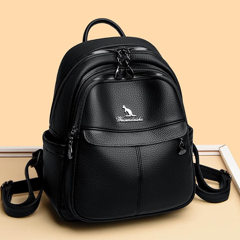 Women's New Versatile Large Capacity Soft Leather Student Schoolbag Outdoor Travel Backpack Women's Bag