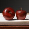 Red Rosewood Carved Apple Ornament for Home Decor, Sizes 4.0, 4.5, 5.0.
