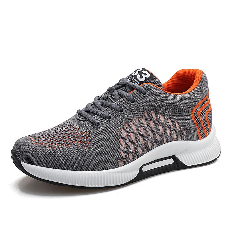 Men s Flyknit Sports Shoes with 6cm Hidden Height Boost - Korean Style Casual Sneakers 38 оранжевый/серый
