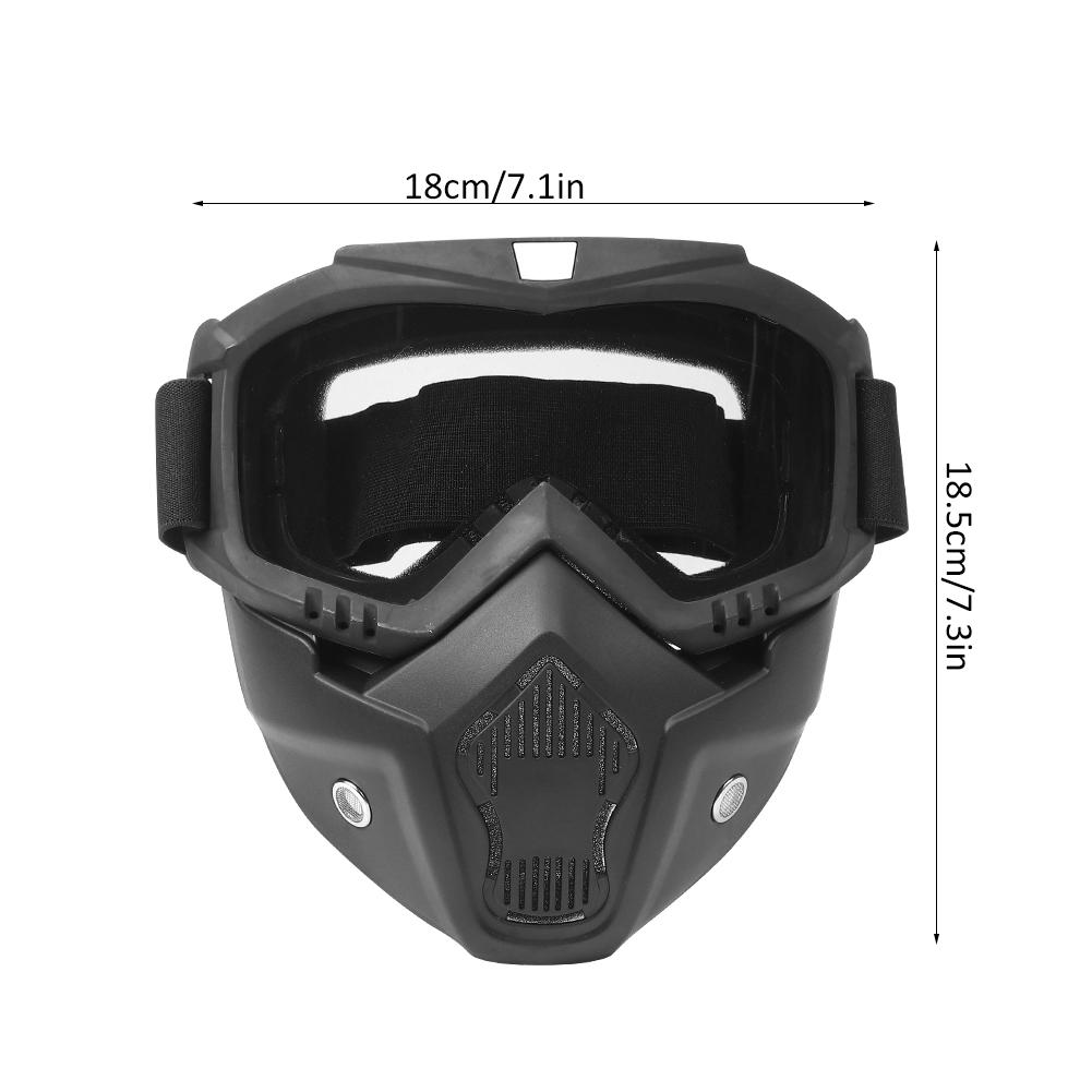 Motorcycle Goggles with Detachable Mask Outdoor Riding Cycling Protection Glasses(transparent)