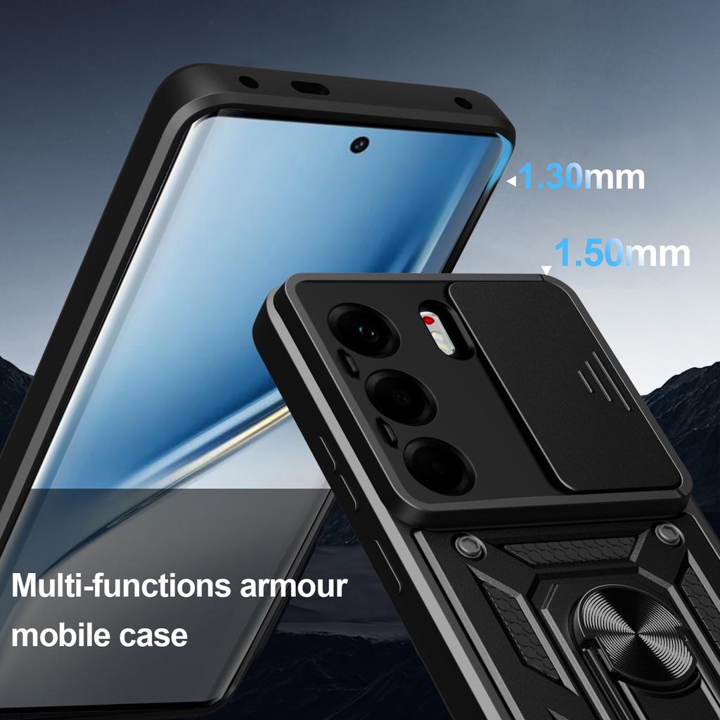 For TECNO Camon 40 Pro 4G Case with Slide Camera Lid PC+TPU Kickstand Phone Cover