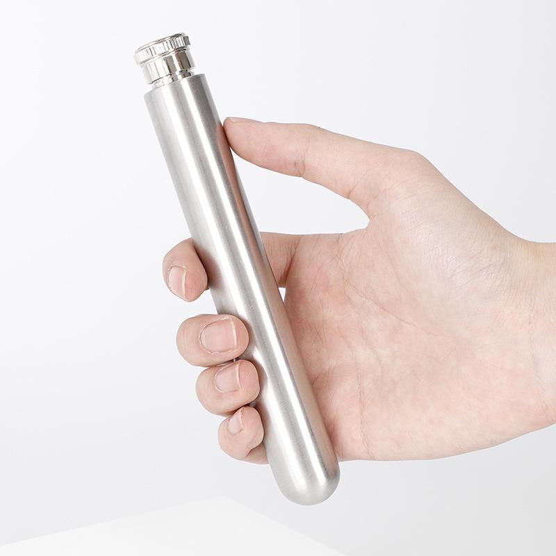 Stainless Steel 1.5 oz Cigar-Shaped Flask - Polished Round Base, Portable Outdoor Style