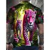Men's Leopard Print T-shirt Sports Short Sleeved Crew Neck T-shirt for Summer Outdoor Fitness Workout Men's Clothing