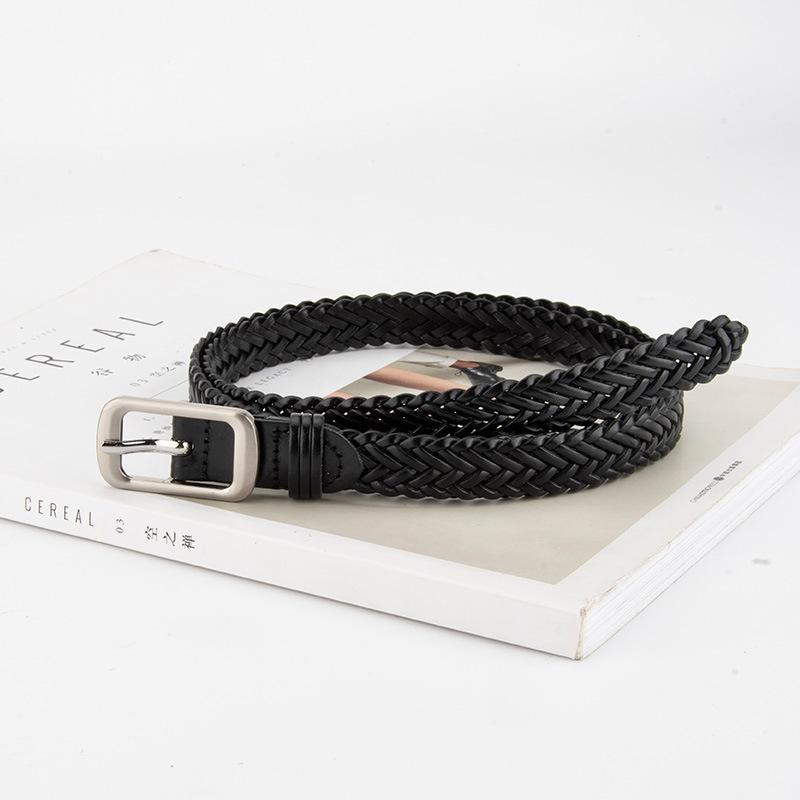 European and American Artificial Braided Belt Women's Square Buckle Retro Decorative Pants with Suit Ins Style Women's Belt