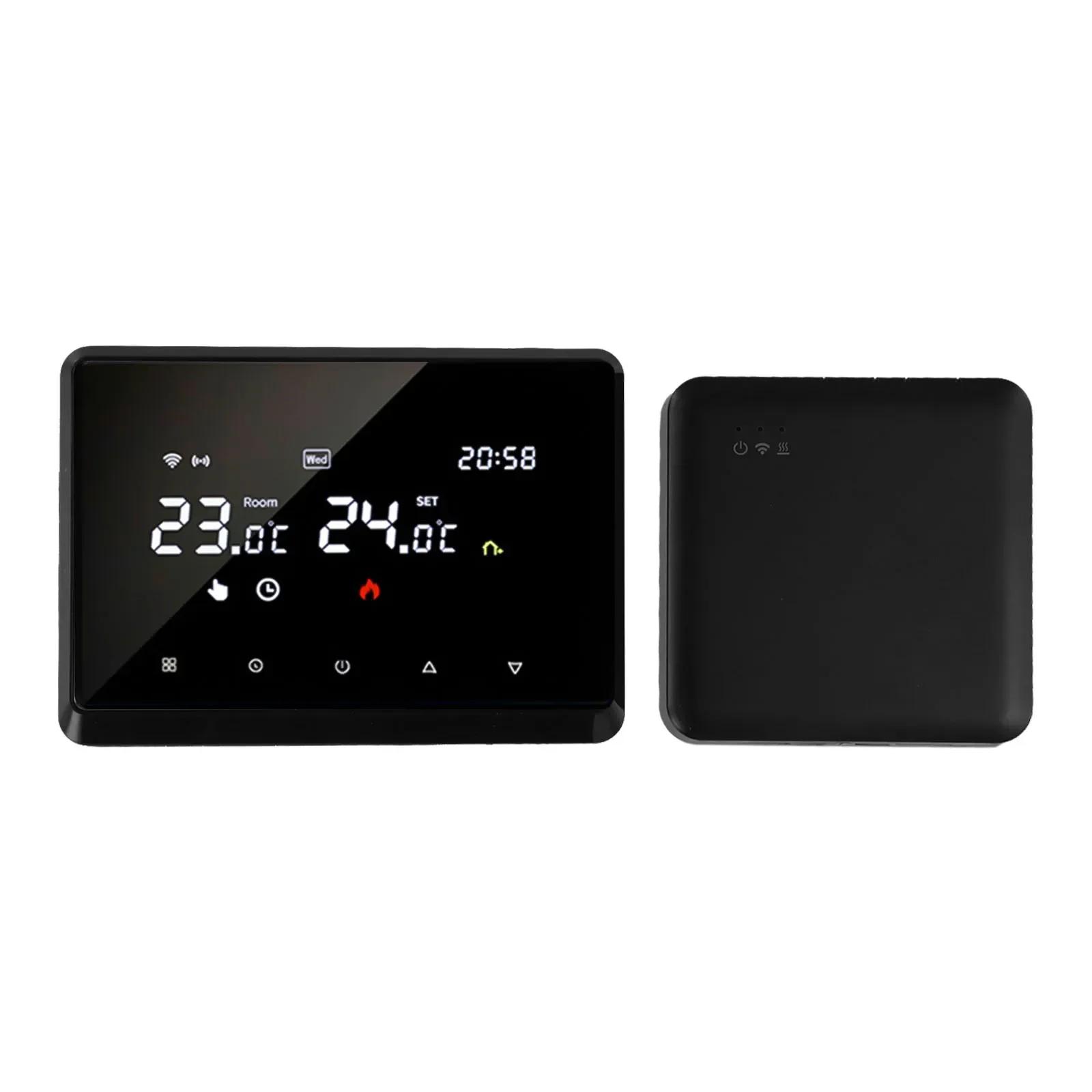 Energy Efficient Heating White Black Programmable Thermostat Touch Button Control Wireless Transmission Distance чёрный
