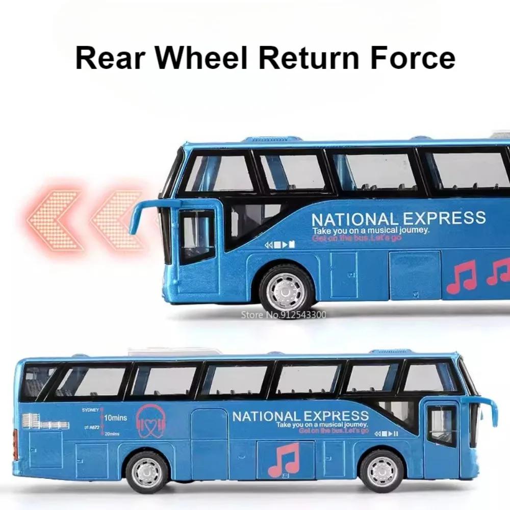 1:32 Scale Passenger Bus Model Toy Car 5 Doors Opened Alloy Diecast Sound Light Simulation Creative Toys Models Present for Boys