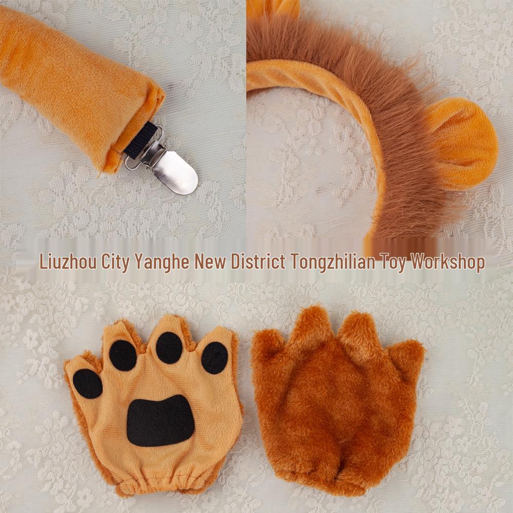 Halloween Plush Animal Ears Headband for Cosplay (Lion, Fox, Cat)