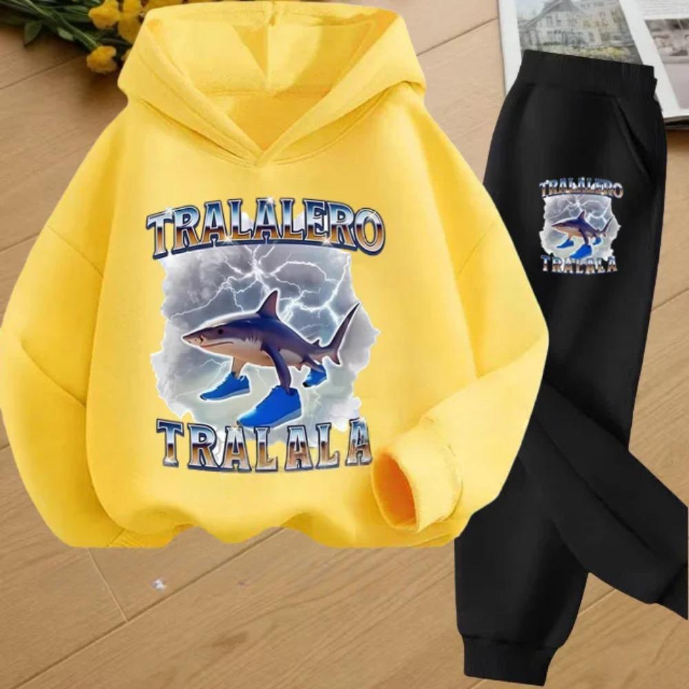 Autumn Italian Brainrot Print Kids Hoodie+Pants Suit Boys 2pcs Set Fashion Casual Girls Tracksuit Children Long Sleeve Outfits