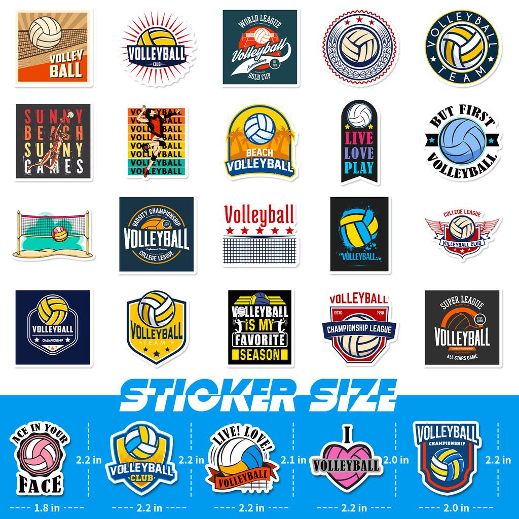 50 Autocollants Mélange et Assortiment de Volleyball Volle Ball Volleyball Sports Autocollants Graffiti Autocollants Étanches pour Coffre de Voiture