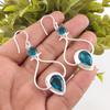 Natural Apatite Gemstone 925 Stamped Silver Handmade Earrings 2.07" Gift For Her EE-170-5