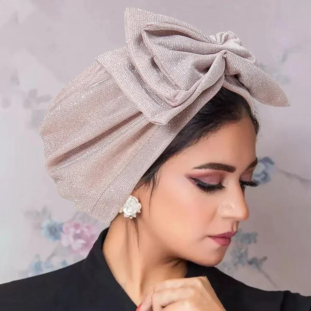 Women Sequin Knotted Turban Indian Hat Muslim Hijab Beanie Bonnet Hair Loss Headscarf Chemo Cap Headwear Bandanas Turbante Mujer