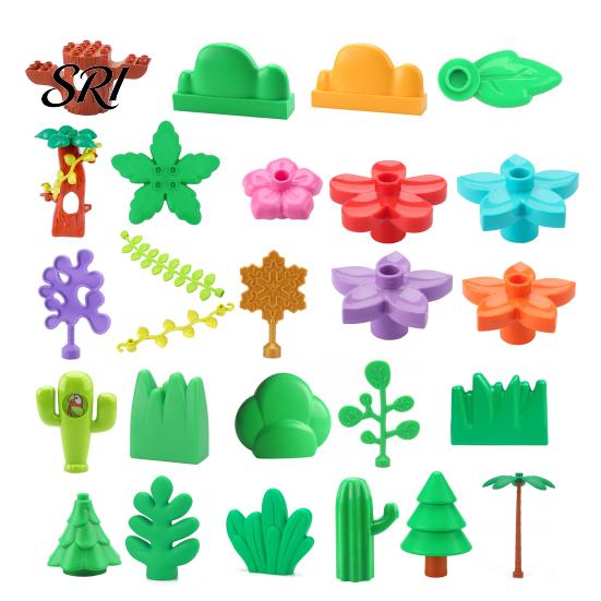 Mini Building Block Toy Tree Cactus Leaf Flower Bush Greenery Plants Construction Brick Replacement Compatible with Classic Blocks Builders