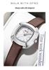 OFNS Women's Fashionable Lightweight Waterproof Quartz Watch with Small Leather Strap and Square Dial