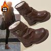 British Style Belt Buckle Thick-soled Trouser Boots Women's Autumn Single Boots New Long Knight Boots Round Head Western Cowboy Boots