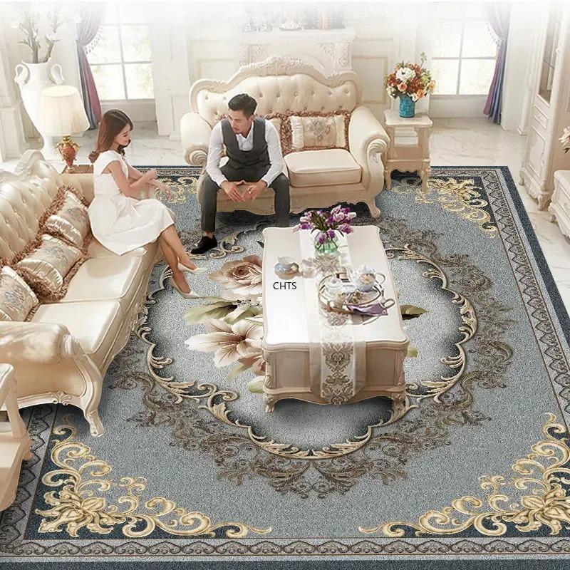 European Retro Large Rugs for Living Room Home Decoration Luxury Bedroom Carpet Washable Sofa Table Mat High-end Cloakroom Rug