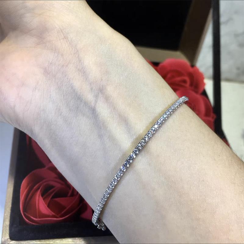 Quality Pure 925 Silver Jewelry For Women Gold Bangle Move Diamond Bangle Wedding Jewelry Around Rivet 6cm Bangle