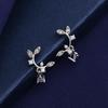 Fine Jewelry 925 Sterling Silver Earrings Inlaid with Zircon Crystal Flower Earrings Charm Jewelry for Women Gift Engagement