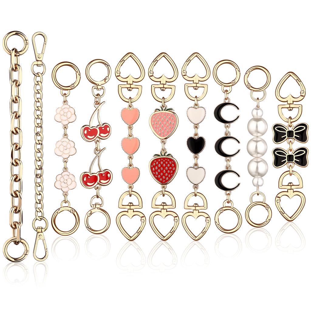 Hcewsbfd 10Pcs Purse Extender Chain Metal Bag Extension Strap Exquisite Purse Replacement Chain With Stylish Charms Lady Bag Mak