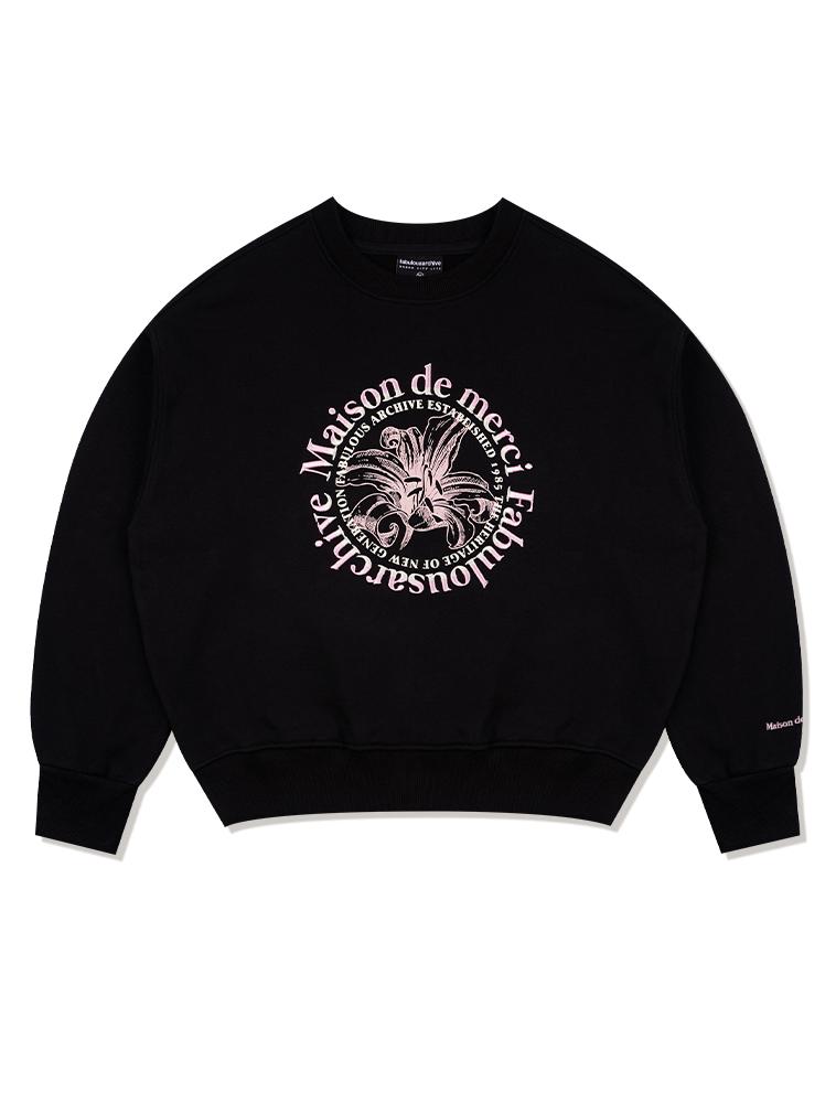 LA MAISON STUDIO Women'S Crop Circle Logo Embossed Le Lis Heavy Terry Sweatshirt Blackpink (Fcd3Ts701W)