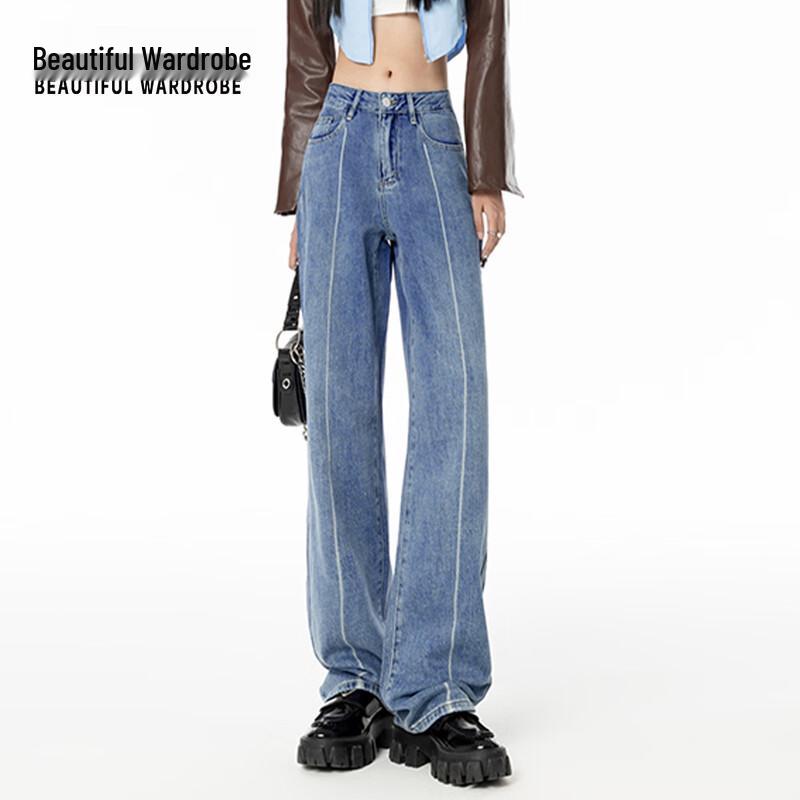 Women s High-Waist Loose Straight Leg Denim Jeans XL