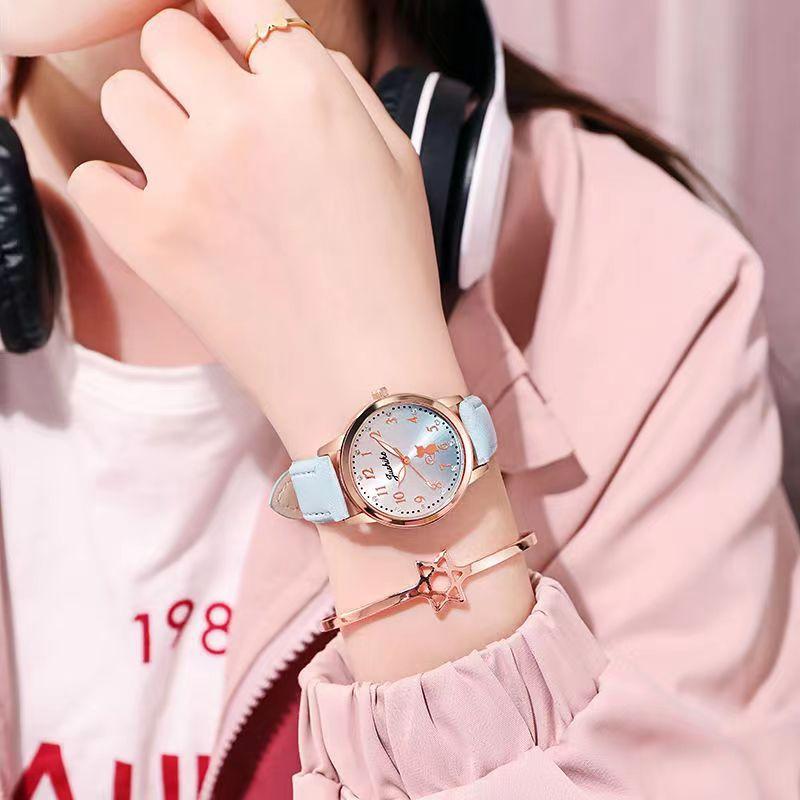 Quartz Watch, Women's Model, Seven-point Cat, Six-point Cat, Love Luminous Needle Student Watch