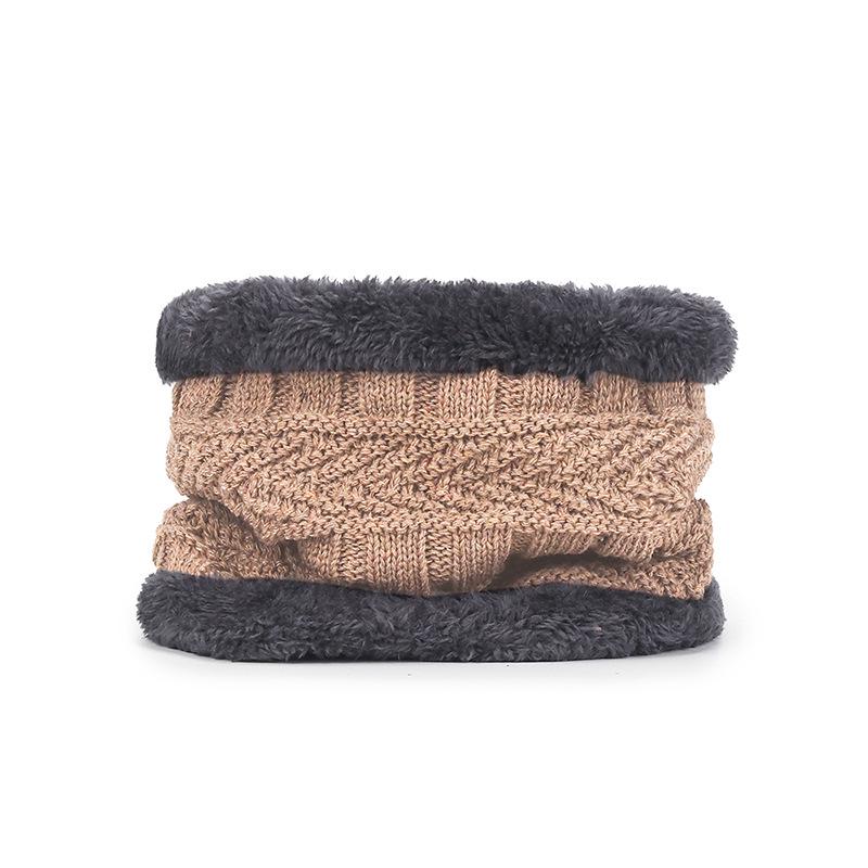 Men's Winter Knitted Wool Hat with Velvet Lining and Scarf for Ear Protection