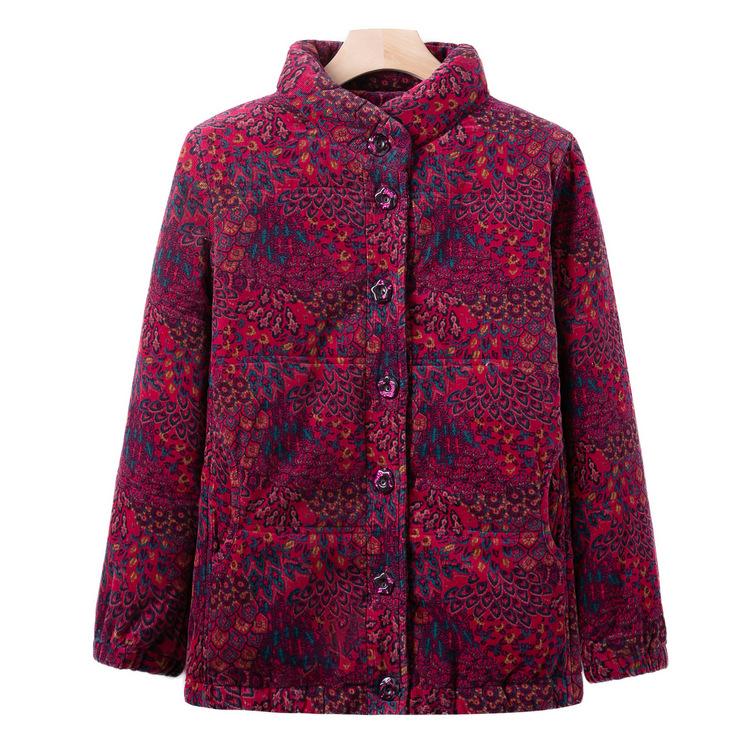 

Зимняя куртка из чистого хлопка для мамы, модная хлопковая куртка для женщин среднего и пожилого возраста, утолщенная хлопковая куртка, теплая куртка для бабушки L