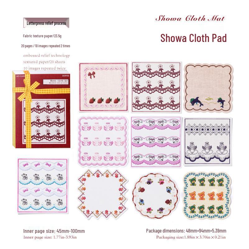 MòMò Letterpress Sticky Notes & Handcrafted Fabric Coaster Set - Retro Journal, DIY Gift Stickers.